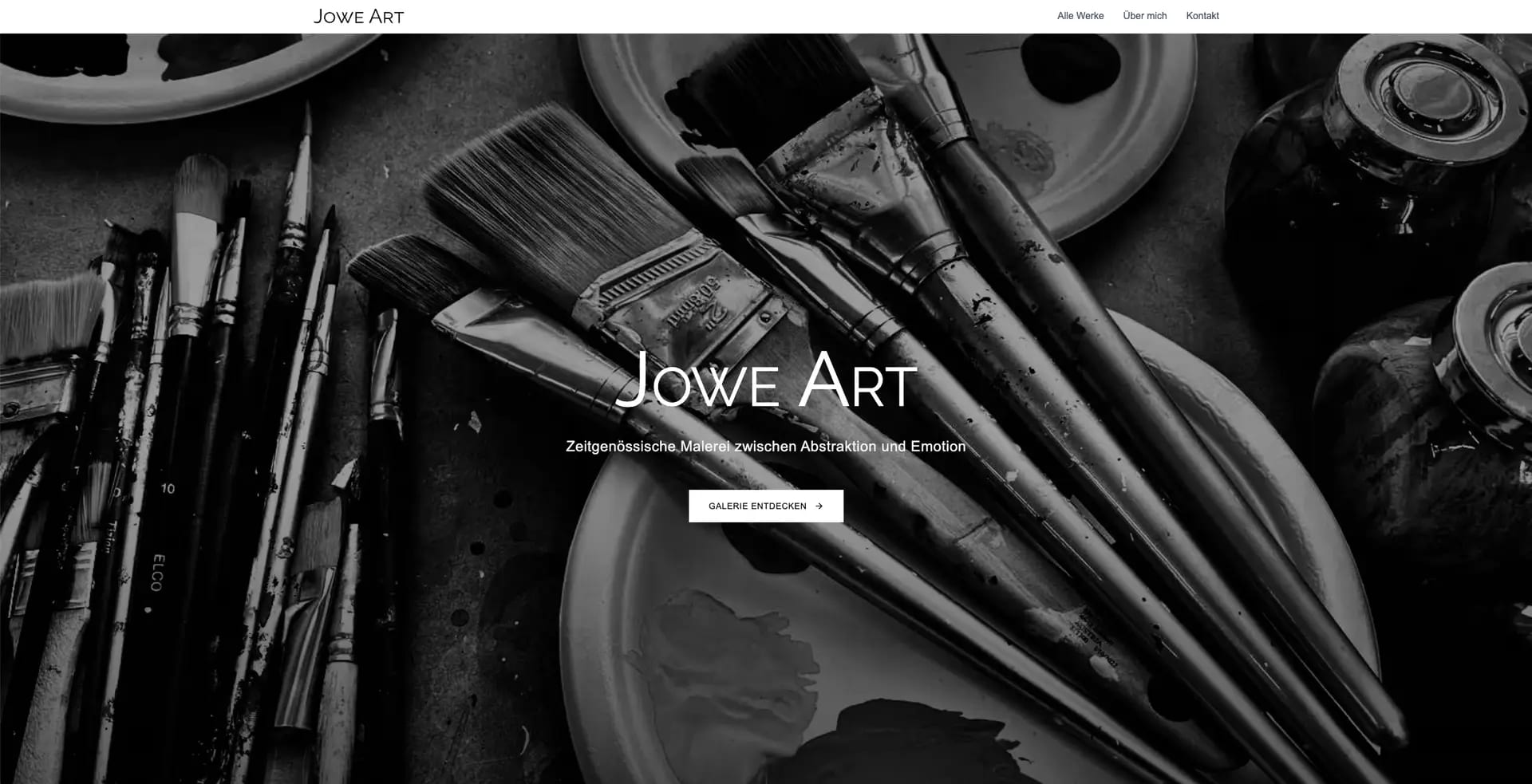 Screenshot der Hero Sektion der JoWe Art Website